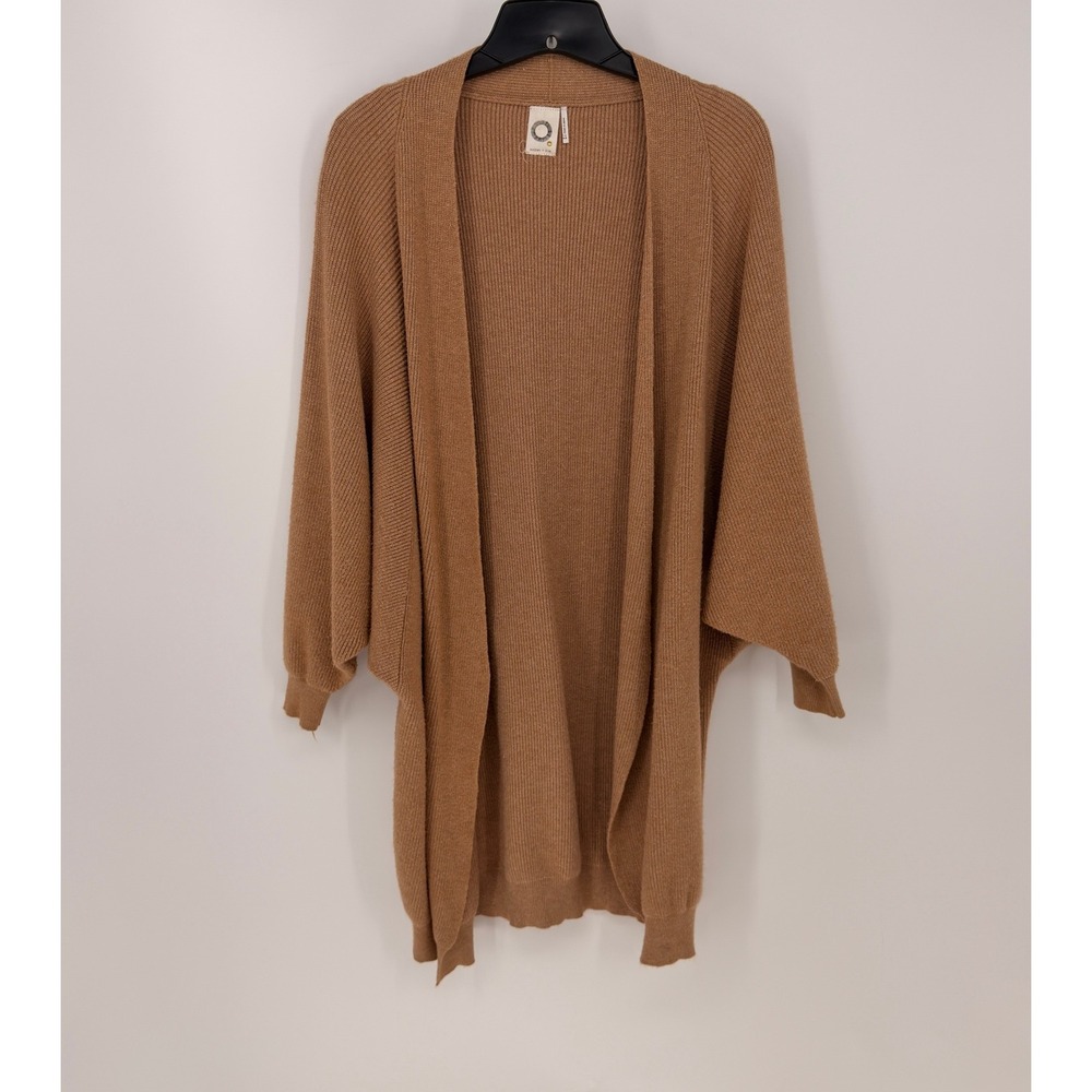 Akemi + Kin Cardigan Womens O/S Tan Ribbed Batwing Open Front Boho Cozy Earthy